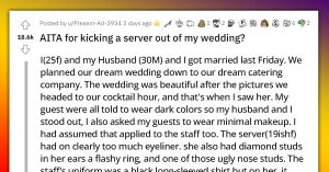 Bridezilla Threatens The Manager To Call The Police Over A Server Who Wore A Low Cut Shirt And Tight Pants