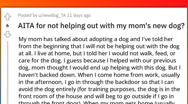 Mom Wants Son To Help Her Around The House And Take The Dog Out, 25-Year-Old Son Refuses