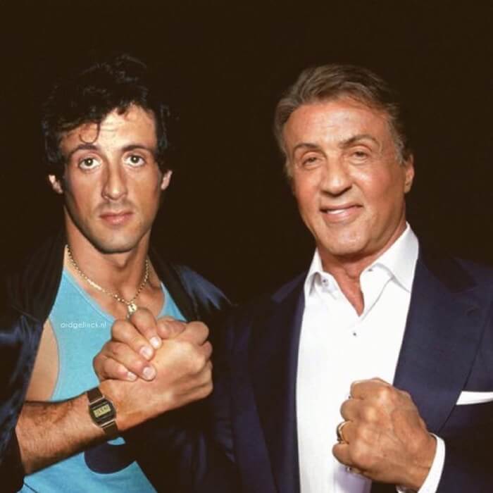 Hollywood Celebrities With Their Younger - Sylvester Stallone