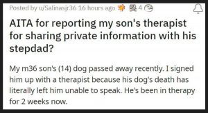 Therapist Shares Son's Private Information With His Stepdad, Biological Father Files A Report Against The Therapist